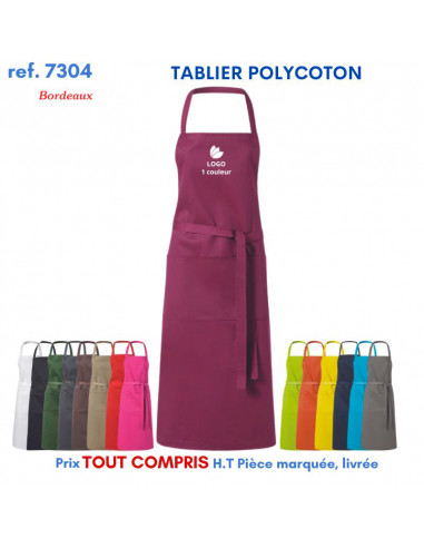 TABLIER DE CUISINE POLYCOTON REF 7304 7304 TABLIERS DE CUISINE PERSONNALISES PUBLICITAIRES  8,79 €