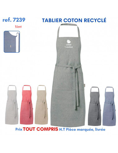 TABLIER COTON RECYCLÉ REF 7239 7239 TABLIERS DE CUISINE PERSONNALISES PUBLICITAIRES  7,92 €