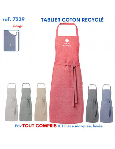 TABLIER COTON RECYCLÉ REF 7239 7239 TABLIERS DE CUISINE PERSONNALISES PUBLICITAIRES  7,92 €