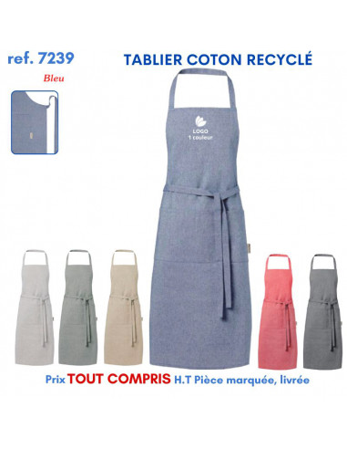 TABLIER COTON RECYCLÉ REF 7239 7239 TABLIERS DE CUISINE PERSONNALISES PUBLICITAIRES  7,92 €