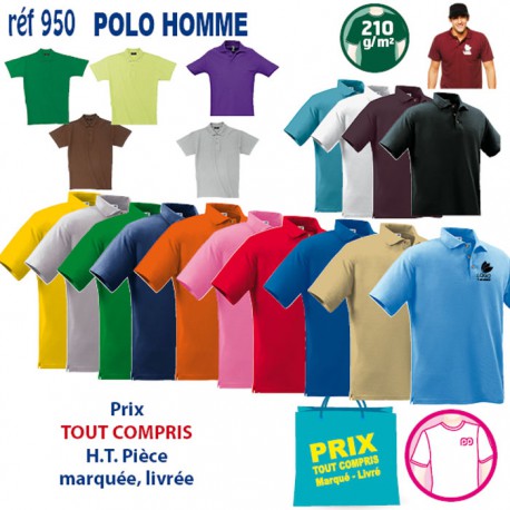 POLO HOMME 210 GRS 950 POLOS PUBLICITAIRES PERSONNALISES  7,43 €