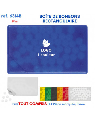 BOÎTE DE BONBONS RECTANGULAIRE REF 6314B 6314B JEUX - ENFANTS : OBJETS PUBLICITAIRES  2,03 €