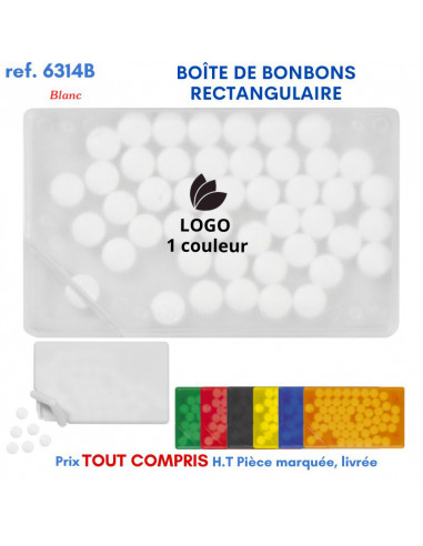 BOÎTE DE BONBONS RECTANGULAIRE REF 6314B 6314B JEUX - ENFANTS : OBJETS PUBLICITAIRES  2,03 €