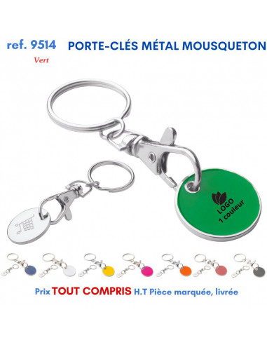 PORTE CLES METAL JETON MOUSQUETON REF 9514 9514 PORTE CLES EN METAL  1,07 €