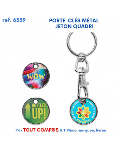 PORTE CLES MÉTAL JETON QUADRI REF 6559 6559 PORTE- CLES PUBLICITAIRES  1,50 €