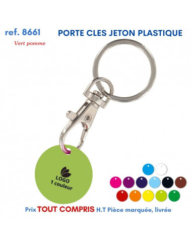 PORTE CLES JETON MOUSQUETON REF 8661 8661 PORTE CLES PLASTIQUE  1,35 €