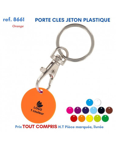 PORTE CLES JETON MOUSQUETON REF 8661 8661 PORTE CLES PLASTIQUE  1,35 €