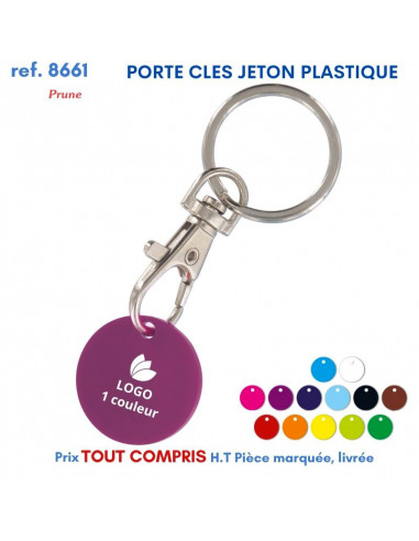 PORTE CLES JETON MOUSQUETON REF 8661 8661 PORTE CLES PLASTIQUE  1,35 €