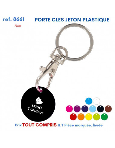 PORTE CLES JETON MOUSQUETON REF 8661 8661 PORTE CLES PLASTIQUE  1,35 €