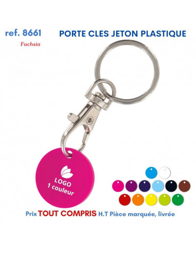 PORTE CLES JETON MOUSQUETON REF 8661 8661 PORTE CLES PLASTIQUE  1,35 €