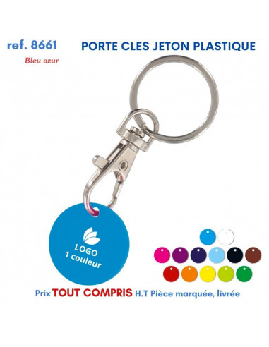 PORTE CLES JETON MOUSQUETON REF 8661 8661 PORTE CLES PLASTIQUE  1,35 €