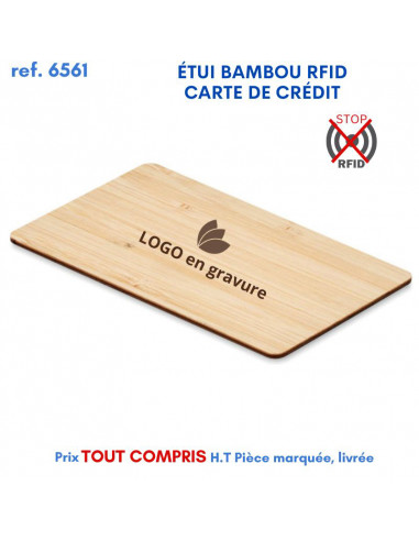 ÉTUI BAMBOU RFID CARTE DE CRÉDIT REF 6561 6561 ETUIS PORTE CARTES DE CREDIT PUBLICITAIRES  2,48 €