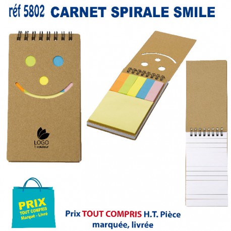 CARNET SPIRALE SMILE REF 5802 5802 OBJETS PRATIQUES  2,05 €