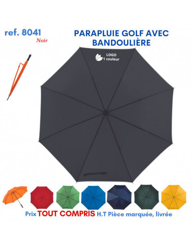 PARAPLUIE GOLF AVEC BANDOULIERE REF 8041 8041 PARAPLUIE MANCHE DROIT  9,77 €