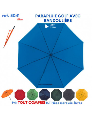 PARAPLUIE GOLF AVEC BANDOULIERE REF 8041 8041 PARAPLUIE MANCHE DROIT  9,77 €