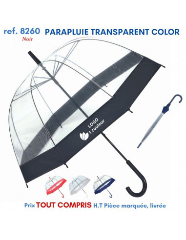 PARAPLUIE TRANSPARENT COLOR REF 8260 8260 PARAPLUIES PUBLICITAIRES  8,30 €