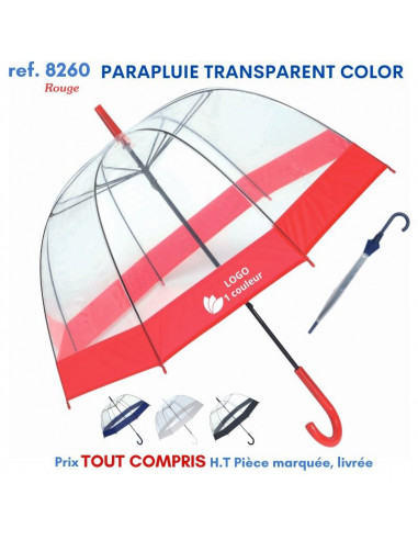 PARAPLUIE TRANSPARENT COLOR REF 8260 8260 PARAPLUIES PUBLICITAIRES  8,30 €