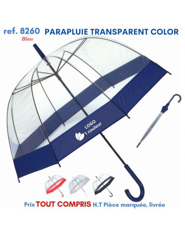 PARAPLUIE TRANSPARENT COLOR REF 8260 8260 PARAPLUIES PUBLICITAIRES  8,30 €