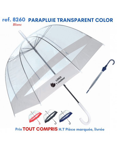 PARAPLUIE TRANSPARENT COLOR REF 8260 8260 PARAPLUIES PUBLICITAIRES  8,30 €