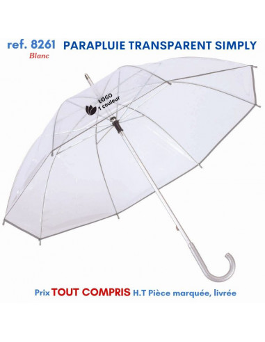 PARAPLUIE TRANSPARENT SIMPLY REF 8261 8261 PARAPLUIES PUBLICITAIRES  8,96 €