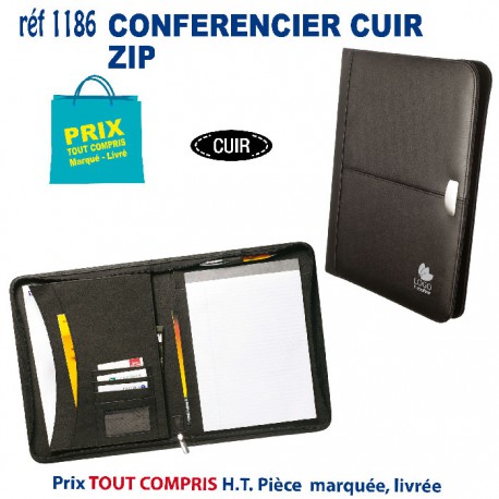 CONFERENCIER CUIR ZIP REF 1186 1186 conférenciers personnalisés  29,71 €