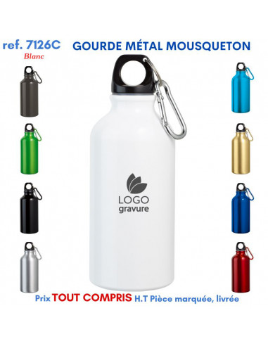 GOURDE METAL MOUSQUETON PERSONNALISEE ref 7126C 7126 C GOURDES GOBELETS : OBJETS PUBLICITAIRES  3,80 €