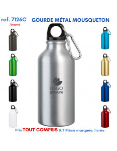 GOURDE METAL MOUSQUETON PERSONNALISEE ref 7126C 7126 C GOURDES GOBELETS : OBJETS PUBLICITAIRES  3,80 € 2