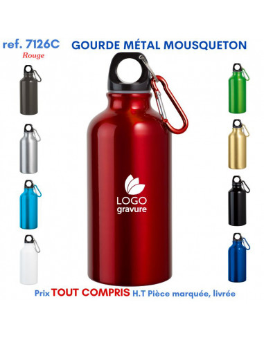 GOURDE METAL MOUSQUETON PERSONNALISEE ref 7126C 7126 C GOURDES GOBELETS : OBJETS PUBLICITAIRES  3,80 €