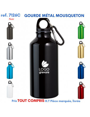 GOURDE METAL MOUSQUETON PERSONNALISEE ref 7126C 7126 C GOURDES GOBELETS : OBJETS PUBLICITAIRES  3,80 €