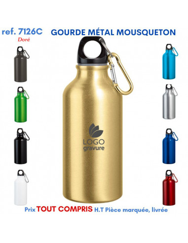 GOURDE METAL MOUSQUETON PERSONNALISEE ref 7126C 7126 C GOURDES GOBELETS : OBJETS PUBLICITAIRES  3,80 €