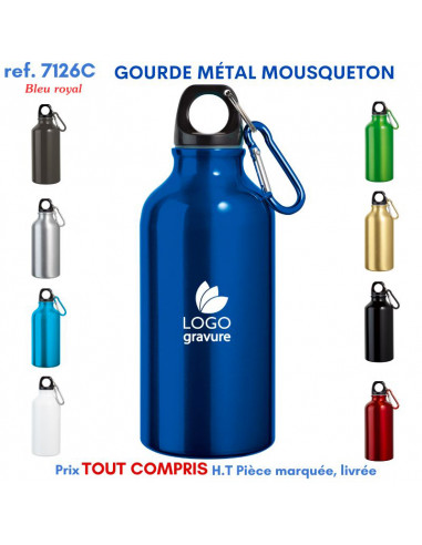 GOURDE METAL MOUSQUETON PERSONNALISEE ref 7126C 7126 C GOURDES GOBELETS : OBJETS PUBLICITAIRES  3,80 €