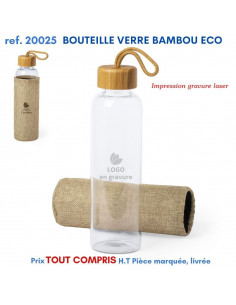 BOUTEILLE VERRE BAMBOU ECO REF 20025 20025 GOURDES GOBELETS : OBJETS PUBLICITAIRES  5,52 €