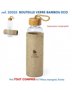 BOUTEILLE VERRE BAMBOU ECO REF 20025 20025 GOURDES GOBELETS : OBJETS PUBLICITAIRES  5,52 € 2