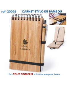 CARNET A SPIRALES STYLO EN BAMBOU REF 20028 20028 Carnet personnalisé  3,18 €