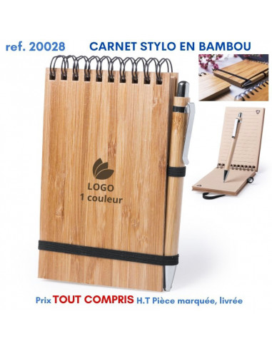 CARNET A SPIRALES STYLO EN BAMBOU REF 20028 20028 Carnet personnalisé  3,18 €