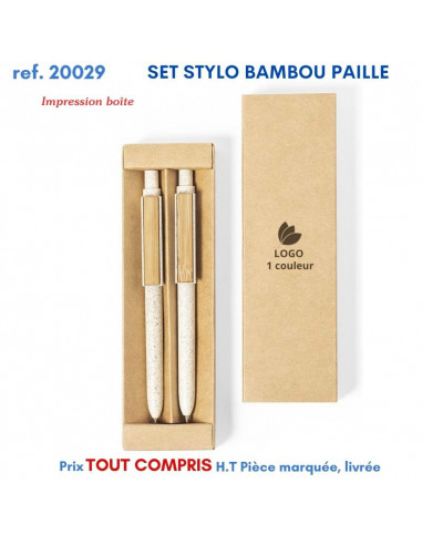 SET STYLOS BAMBOU PAILLE REF 20029 20029 Stylos Bois, carton, recyclé  3,42 €