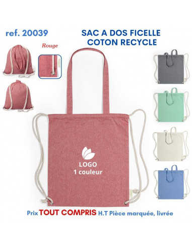 SAC A DOS FICELLE COTON RECYCLE REF 20039 20039 SAC A DOS  3,21 €