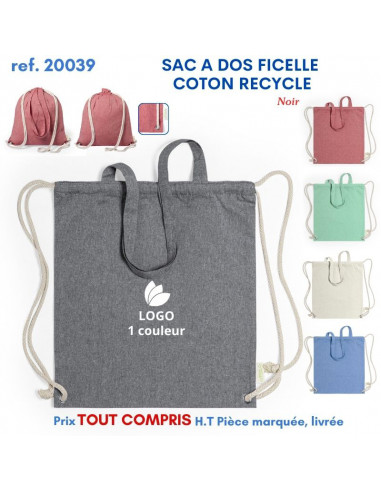 SAC A DOS FICELLE COTON RECYCLE REF 20039 20039 SAC A DOS  3,21 €