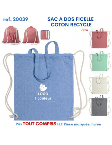 SAC A DOS FICELLE COTON RECYCLE REF 20039 20039 SAC A DOS  3,21 €