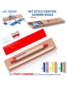 SET STYLO CRAYON GOMME REGLE REF 20041 20041 Stylos Bois, carton, recyclé  2,16 € 2