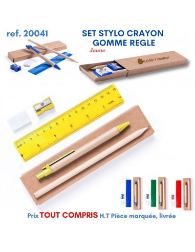 SET STYLO CRAYON GOMME REGLE REF 20041 20041 Stylos Bois, carton, recyclé  2,16 €