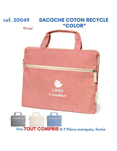 SACOCHE COTON RECYCLE COLOR REF 20049 20049 SACOCHES - PORTE DOCUMENTS  7,82 €