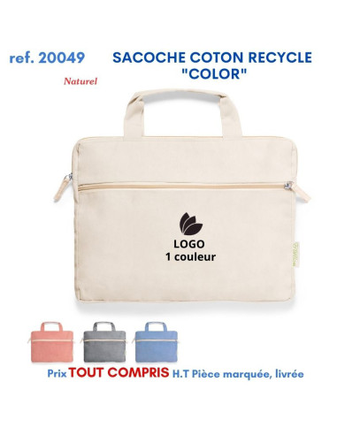 SACOCHE COTON RECYCLE COLOR REF 20049 20049 SACOCHES - PORTE DOCUMENTS  7,82 €