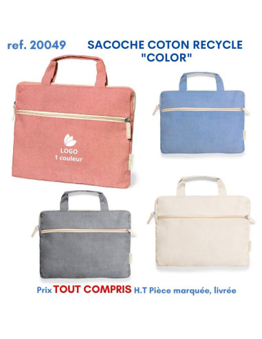 SACOCHE COTON RECYCLE COLOR REF 20049 20049 SACOCHES - PORTE DOCUMENTS  7,52 €