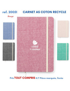 CARNET A5 COTON RECYCLE REF 20051 20051 ECO RESPONSABLES  5,45 €