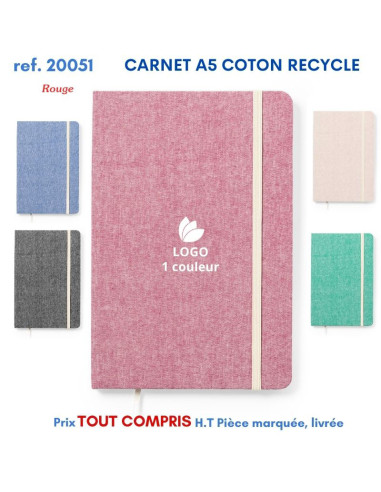 CARNET A5 COTON RECYCLE REF 20051 20051 ECO RESPONSABLES  5,54 €