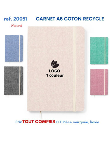 CARNET A5 COTON RECYCLE REF 20051 20051 ECO RESPONSABLES  5,45 €
