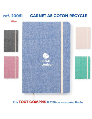 CARNET A5 COTON RECYCLE REF 20051 20051 ECO RESPONSABLES  5,54 €