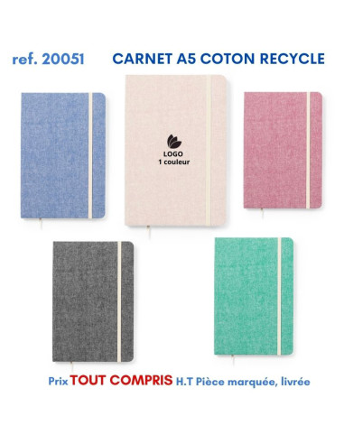 CARNET A5 COTON RECYCLE REF 20051 20051 ECO RESPONSABLES  5,45 €