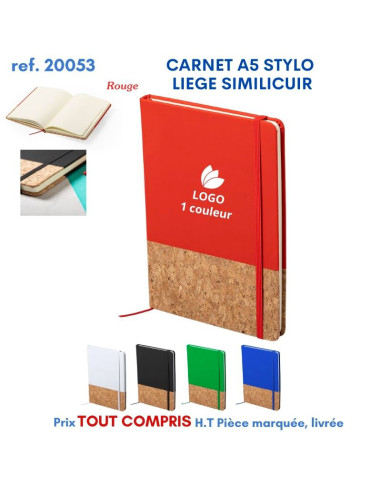 CARNET A5 LIEGE SIMILI CUIR REF 20053 20053 ECO RESPONSABLES  5,27 €